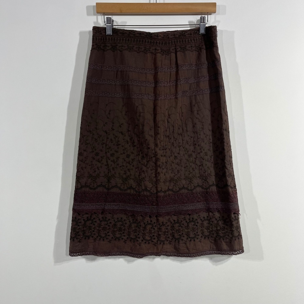 Cynthia Steffe 90s Fairy Grunge Eyelet Lace Midi Skirt Womens Medium Cottagecore